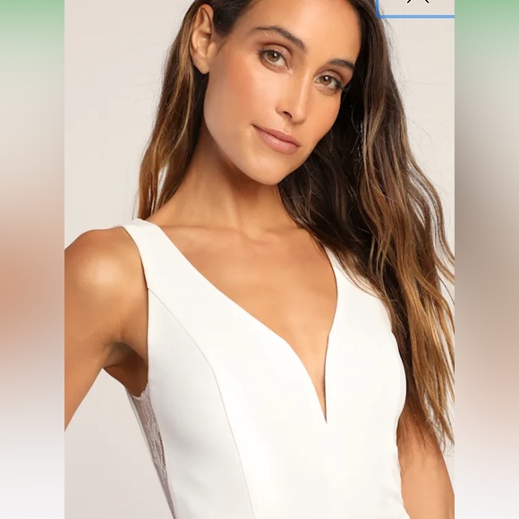 NWT Lulus Long-Lasting Love Ivory Lace V-Neck Mermaid Dress - Picture 3 of 4